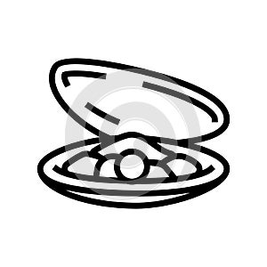 pearl oyster shell line icon vector illustration