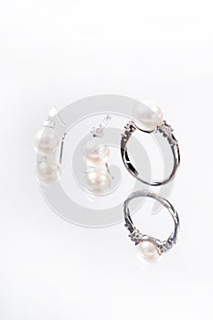 Pearl ring and earring