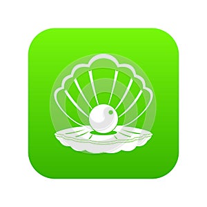 Pearl in a sea shell icon digital green