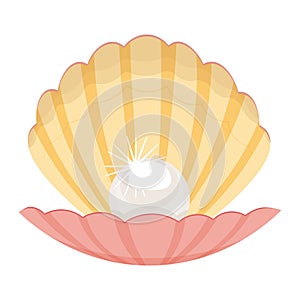 pearl in a shell illustration isolated on white background