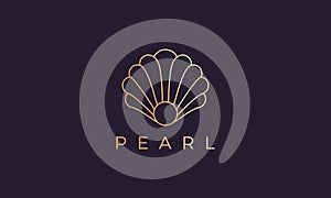 Pearl shell logo template with luxury and elegant shape