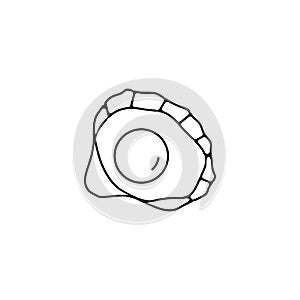 Pearl in a shell thin line icon. Pearl in a shell linear outline icon