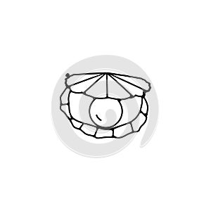 Pearl in a shell thin line icon. Pearl in a shell linear outline icon