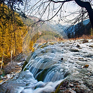 Pearl shoal waterfall in Jiuzhai Valley