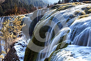 Pearl shoal waterfall jiuzhai valley winter