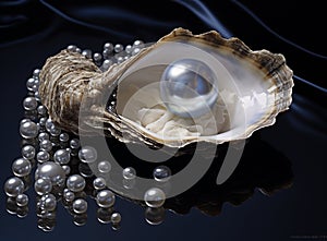 A pearl is stuck in an open oyster