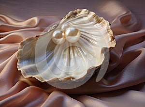 A pearl is stuck in an open oyster
