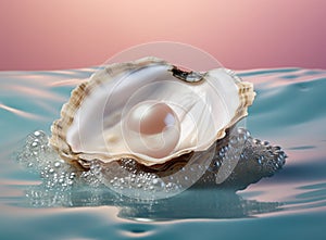 A pearl is stuck in an open oyster, in the style of feminine sensibilities