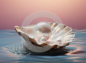 A pearl is stuck in an open oyster, in the style of feminine sensibilities