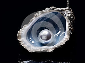 A pearl is stuck in an open oyster, in the style of feminine sensibilities