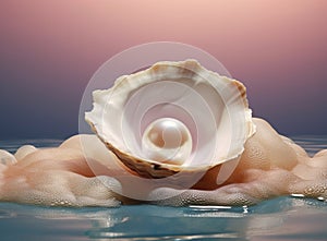 A pearl is stuck in an open oyster, in the style of feminine sensibilities