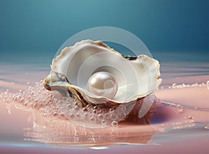 A pearl is stuck in an open oyster, in the style of feminine sensibilities