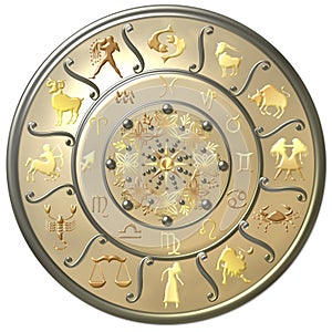 Pearl Zodiac Disc with Signs and Symbols