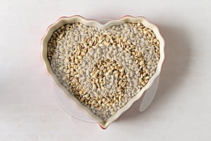 Pearled Barley in a Heart Shaped Bowl