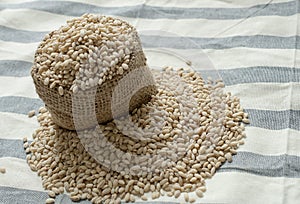 Pearls barley grain seed on background