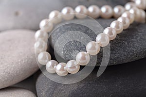 Pearls a necklace on stone