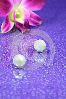 Pearls on Purple Background