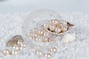 Pearls in the sea shell photo
