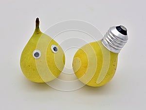Pears as electric light bulbs photo