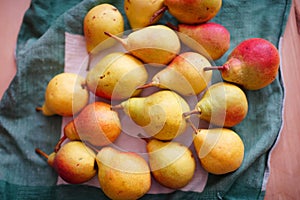 Pears on napkin