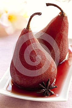 Pears Poached in Red Wine