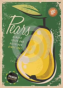 Pears retro poster