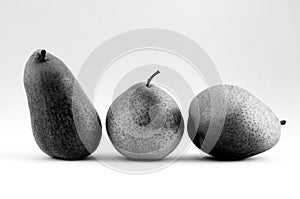 Pears in a Row in Black and White