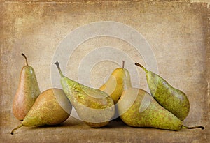 Pears still life on grunge background