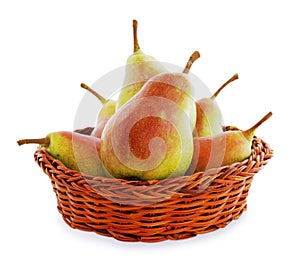 Pears in a wicker basket