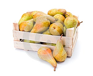 Pears in wooden box