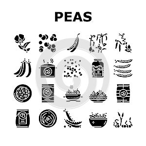 Peas Beans Vegetable Collection Icons Set Vector