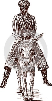 Peasant on a donkey photo