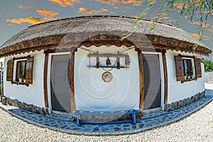 Peasant house with beautiful decorations typical of the Lipovan ethnic group in Romania