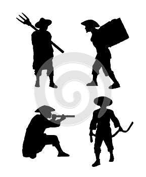 Peasants with ammo suply silhouette set