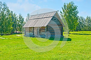 The peasants` log houses in Suzdal