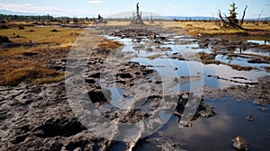 Peat bogs, saturated with water, preserving ancient botanical specimens