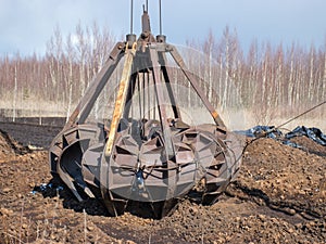 Peat mining bog, Peat mining machinery