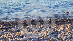 pebble beach and blue sea background,Batumi,Georgia.