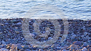 pebble beach and blue sea background,Batumi,Georgia.