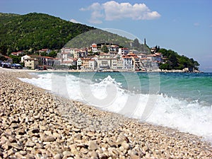 Pebble beach in Moscenicka Draga,Croatia photo