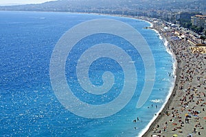 Pebble beach in Nice city, France