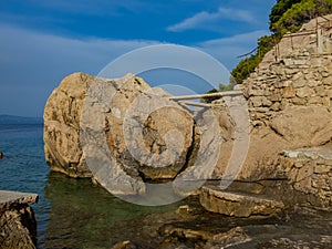 Pebble beach and Rock formations in Marusici