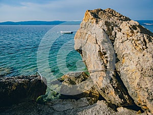 Pebble beach and Rock formations in Marusici