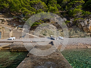 Pebble beach and Rock formations in Marusici