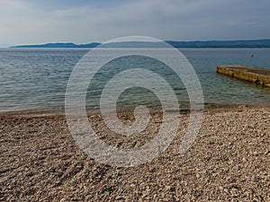 Pebble beach and Rock formations in Marusici