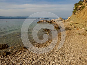 Pebble beach and Rock formations in Marusici