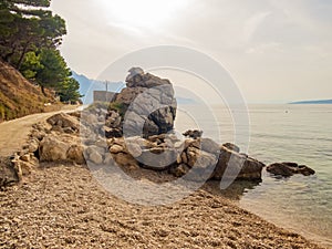 Pebble beach and Rock formations in Marusici