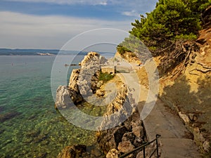 Pebble beach and Rock formations in Marusici