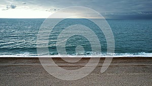 Pebble beach and sea in Dorset, England UK