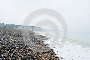 Pebble beach and shoreline at the Alabaster Coast